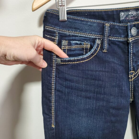 SILVER JEANS Lola Bootcut Jeans Stretch Mid-Rise Selvedge Blue Women's 28 X 32" - Picture 3 of 16